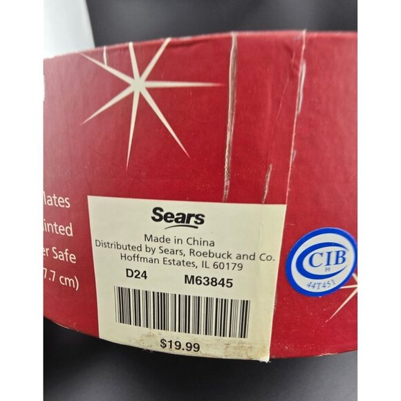 Vintage Sears Hand painted Christmas Tree Appetizer Plates Set 4 Wish for Joy - Picture 7 of 8